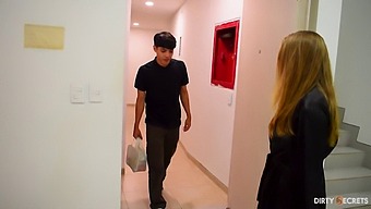A Blonde Coed Receives An Unexpected Surprise During A Massage From A Stud
