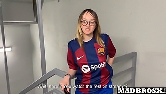 Interracial Encounter With Barcelona Fan In The Stadium Corridors