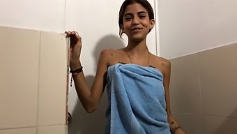 Young Petite Stepsis Discovers Solo Pleasure And Receives A Facial Finish